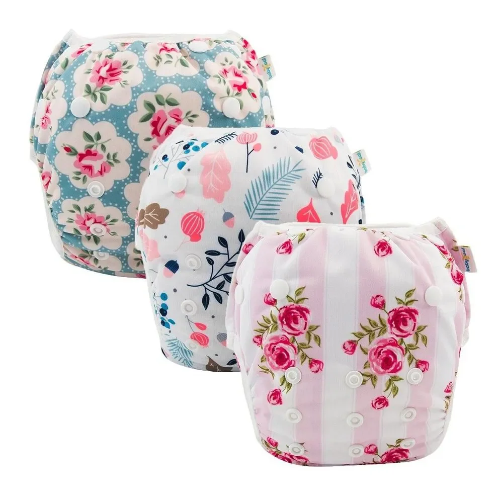 Babygoal Baby Girl Reusable Swim Diapers 3 Pack Floral Adjustable Choose Size